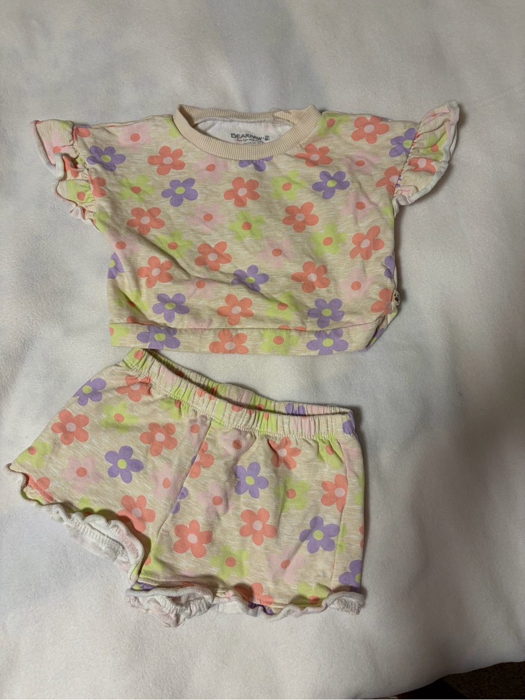 Bearpaw Pastel Floral Top In Peach, Lavender & Lime